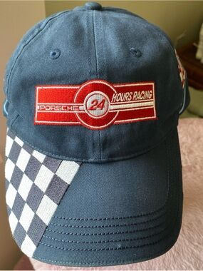 Porsche Design Navy Cap with Red 24 Hours Racing Patch and Checkered Accent